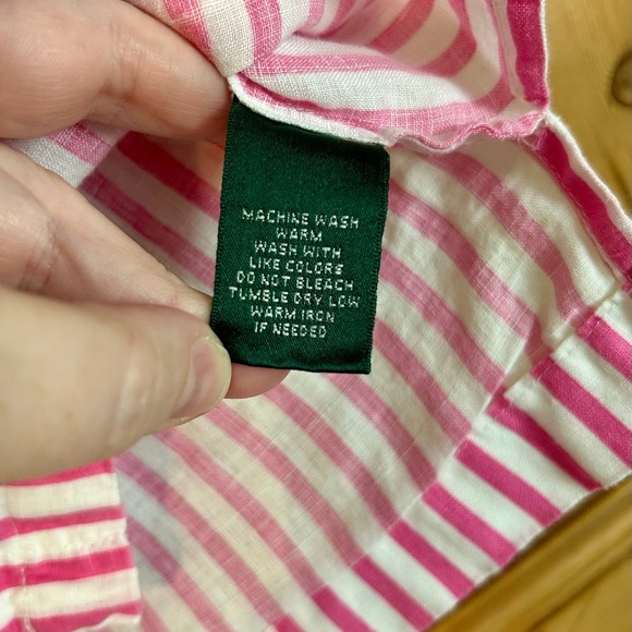 Ralph Lauren Women’s Striped Linen Button Down Shirt w/ Gold Anchor Buttons Sz S - Picture 6 of 7